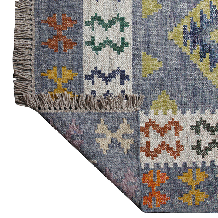 GREY MULTICOLOR KILIM HAND WOVEN DHURRIE