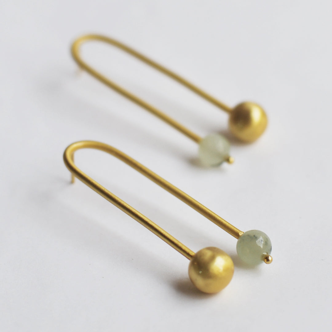 Parto - Ray of Light, Lime Chalcedony Earrings