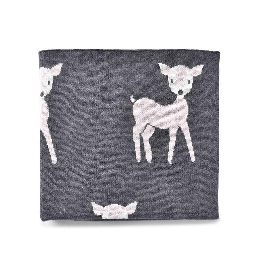 Dark Grey Deer Baby Blanket