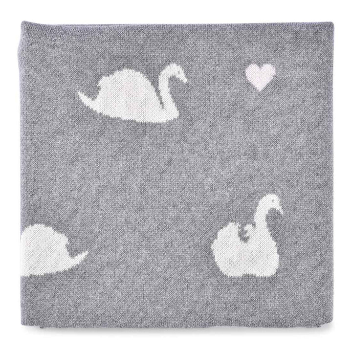 Swan Baby Blanket - Grey