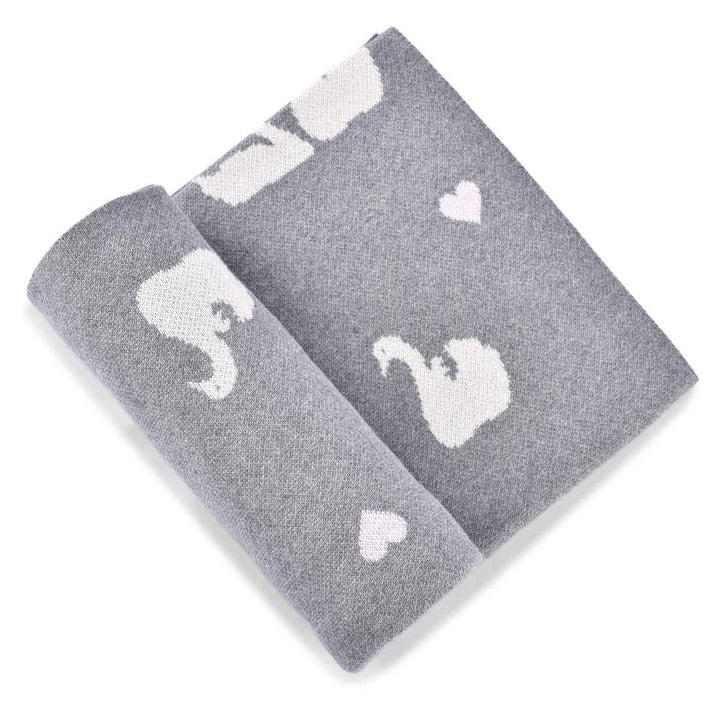 Swan Baby Blanket - Grey