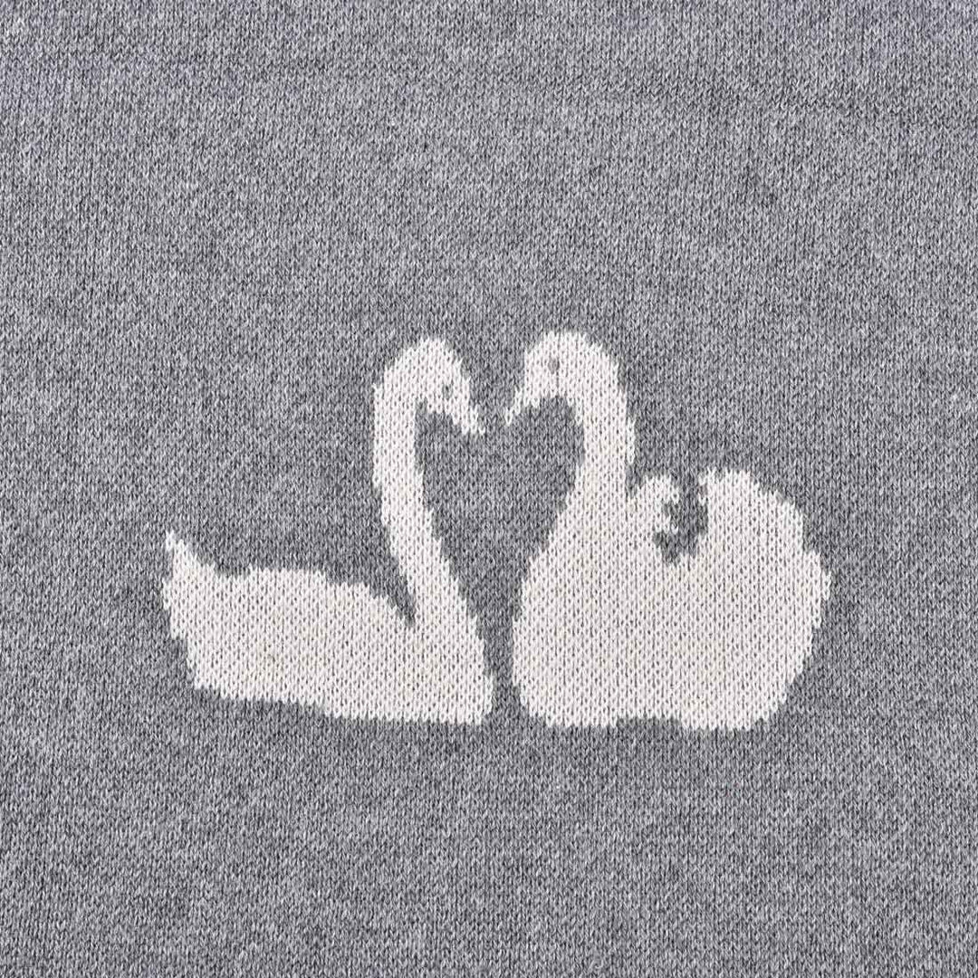 Swan Baby Blanket - Grey