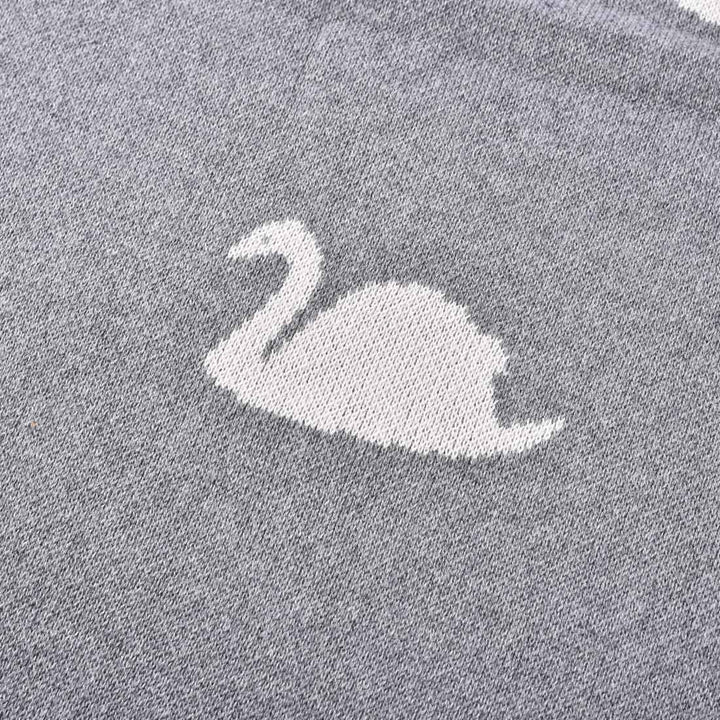 Swan Baby Blanket - Grey