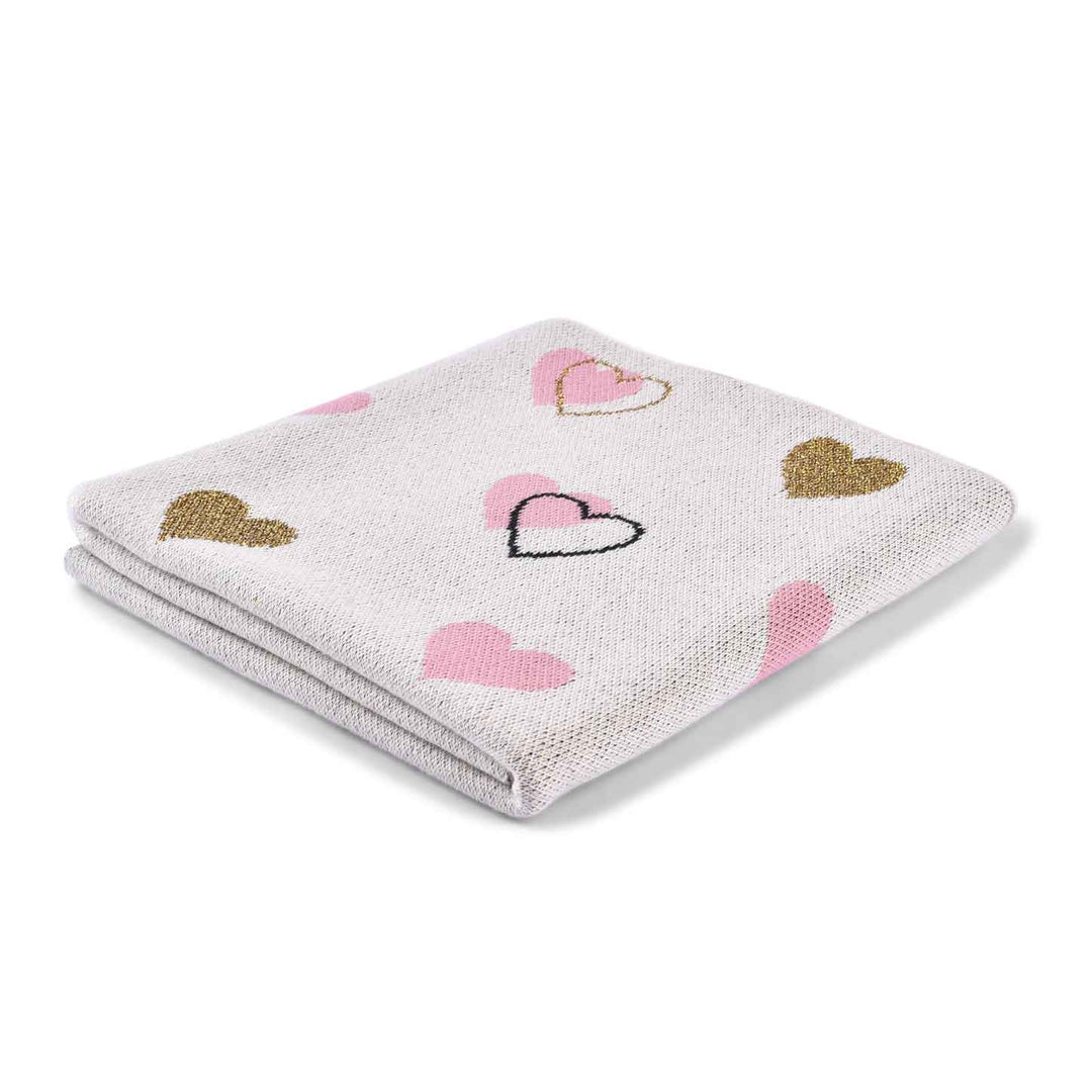 Golden Heart Baby Blanket - White