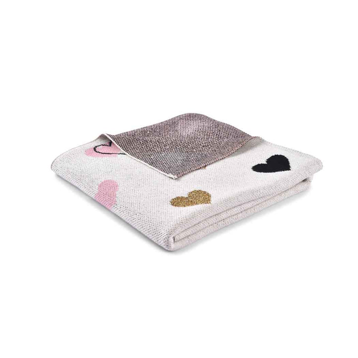 Golden Heart Baby Blanket - White