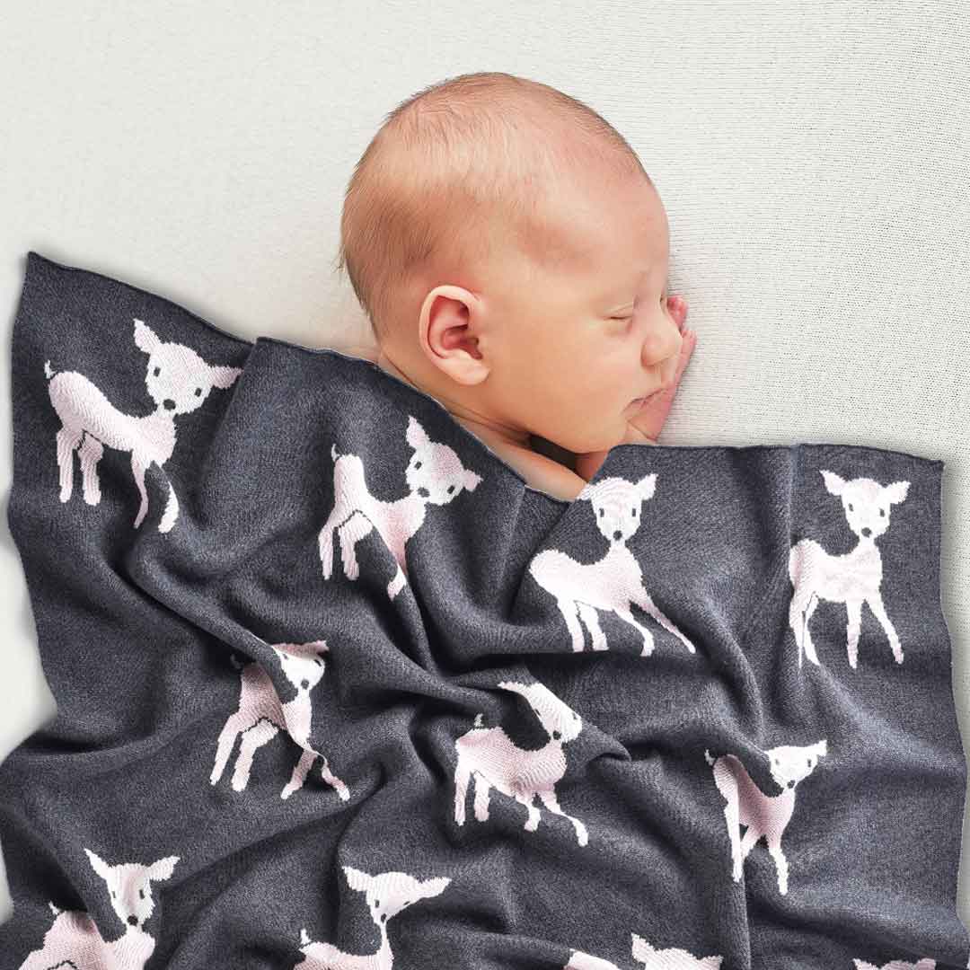 Dark Grey Deer Baby Blanket