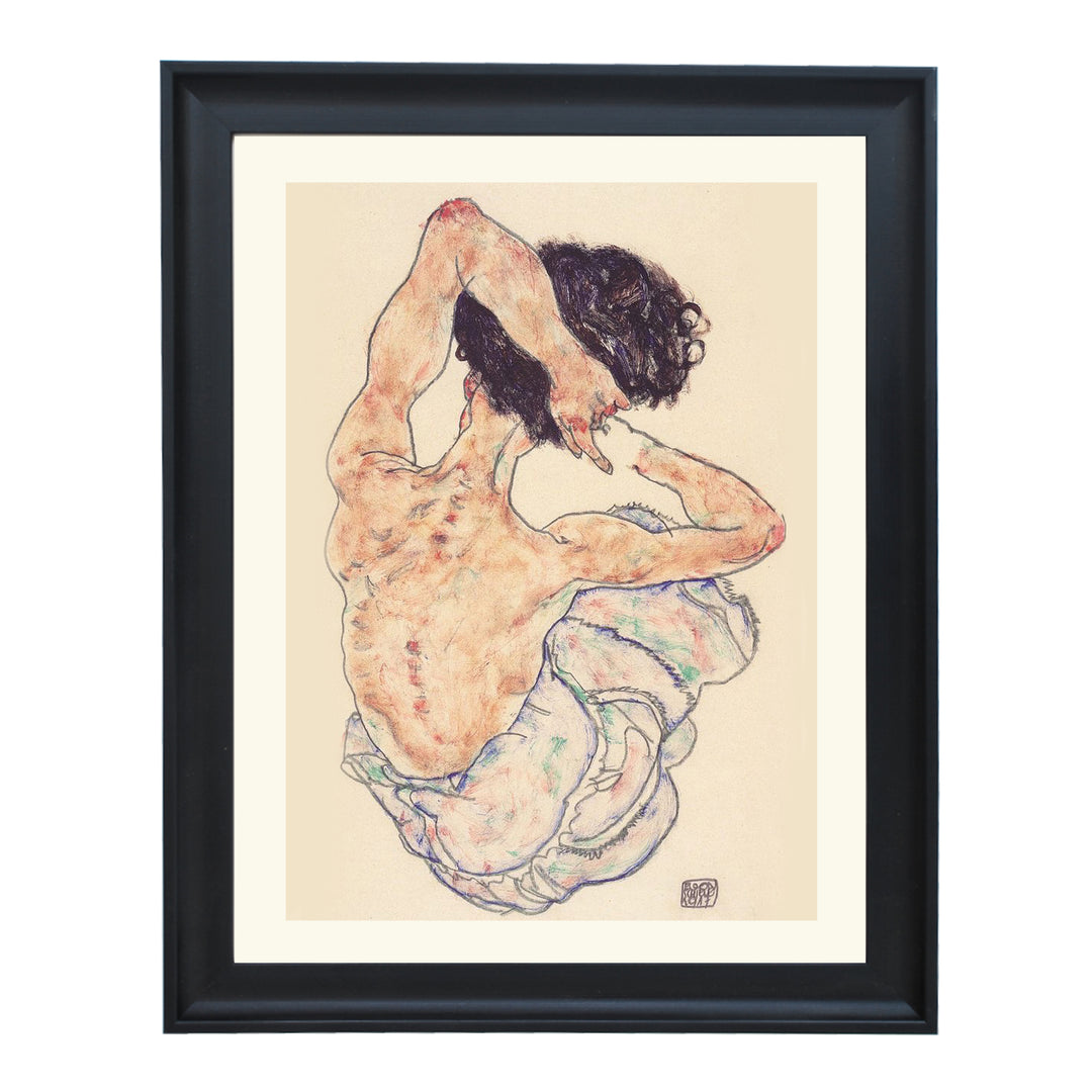 Egon Schiele Seated Nude Back art print