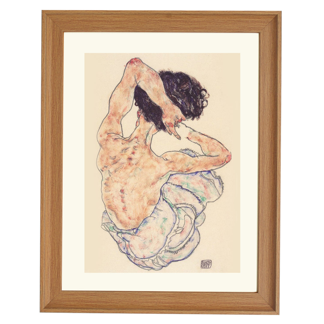 Egon Schiele Seated Nude Back art print