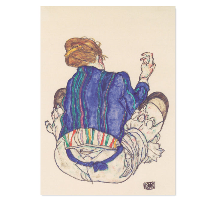 Back view of a seated woman - Egon Schiele art print