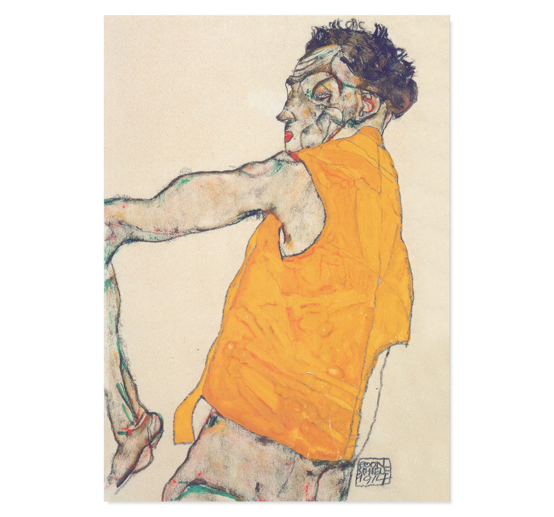 Self-portrait in a Yellow Vest - Egon Schiele  art print