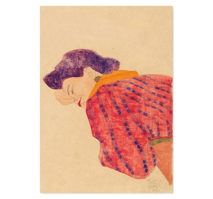 Girl with red blouse - Egon Schiele art print