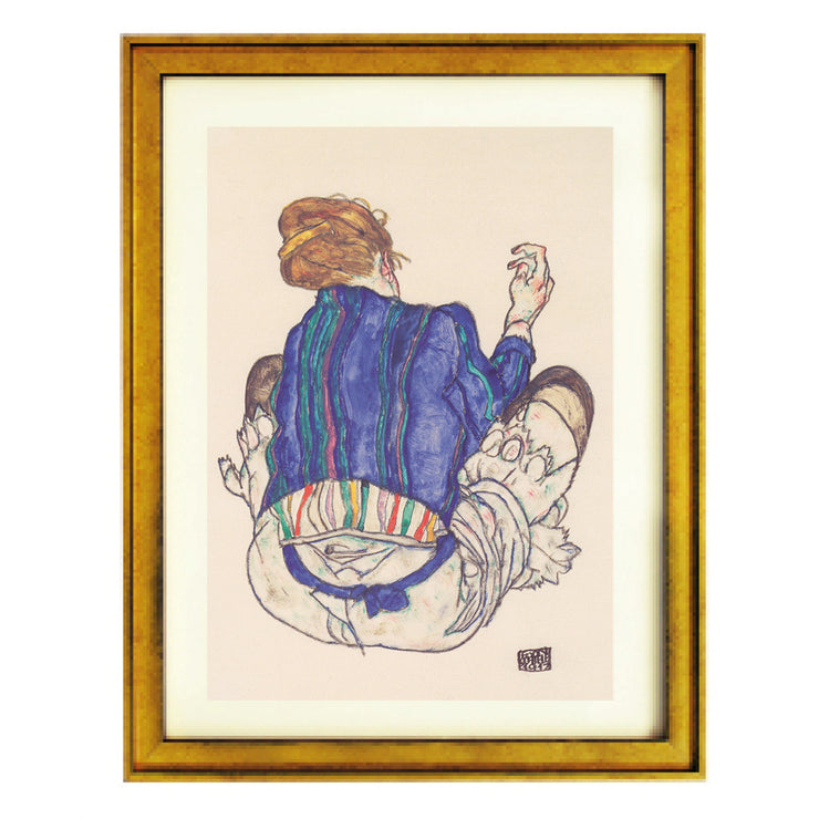 Back view of a seated woman - Egon Schiele art print