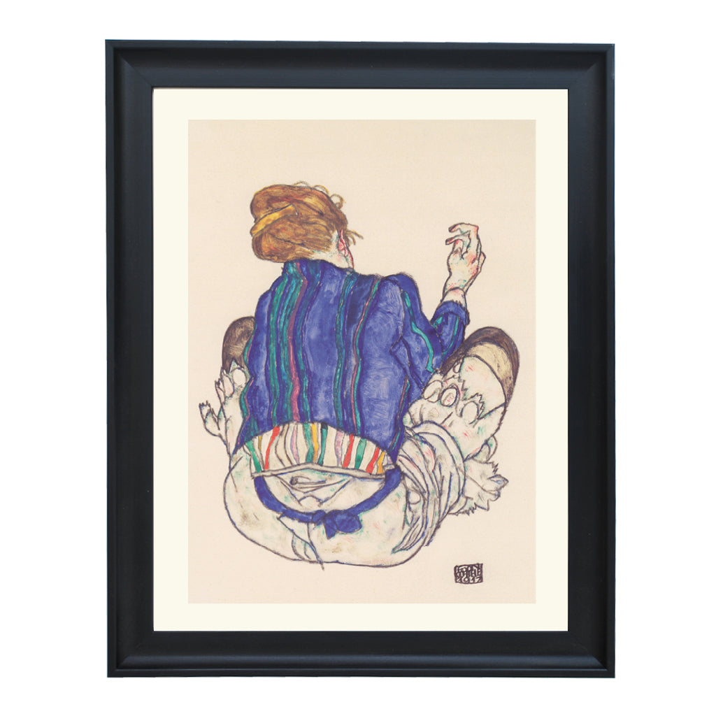 Back view of a seated woman - Egon Schiele art print