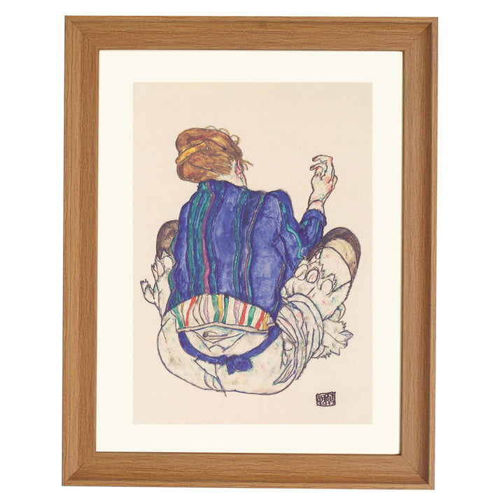 Back view of a seated woman - Egon Schiele art print