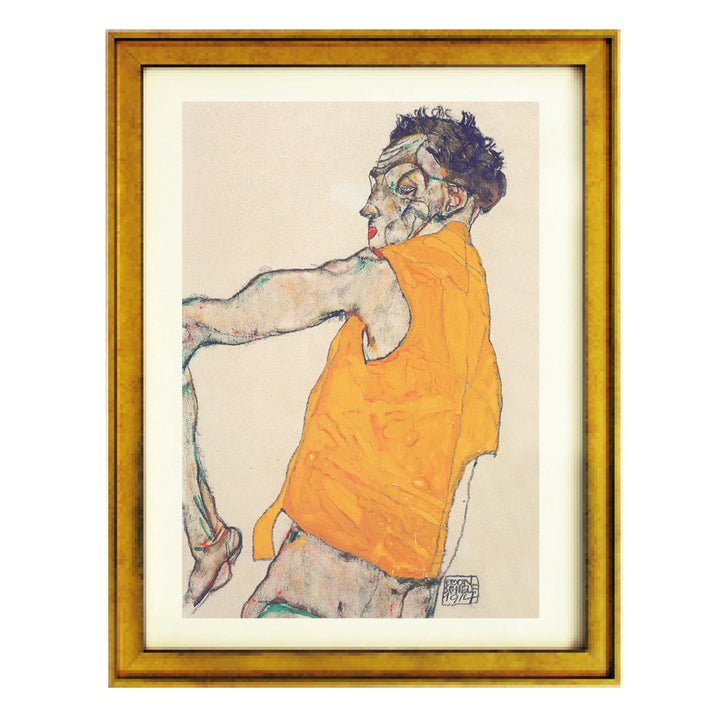 Self-portrait in a Yellow Vest - Egon Schiele  art print