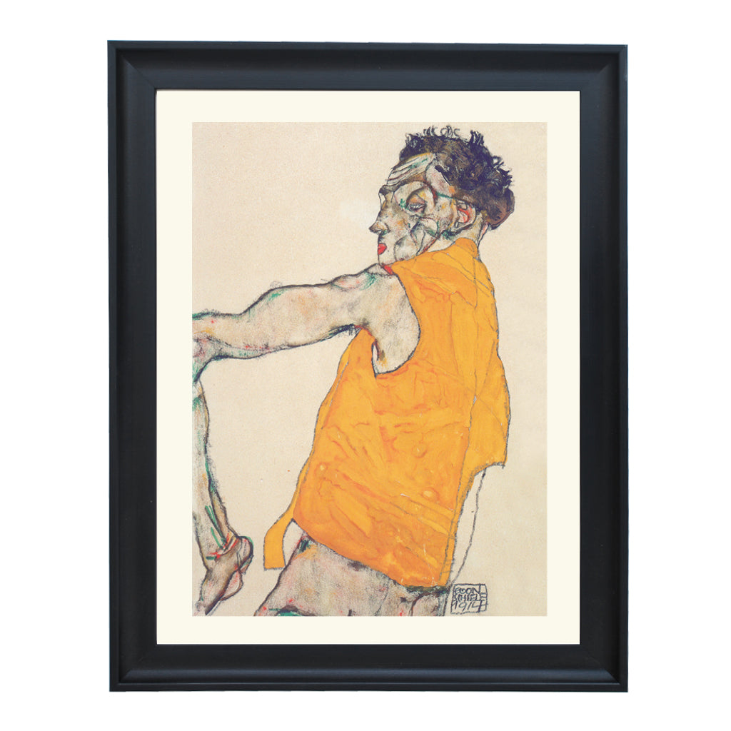 Self-portrait in a Yellow Vest - Egon Schiele  art print