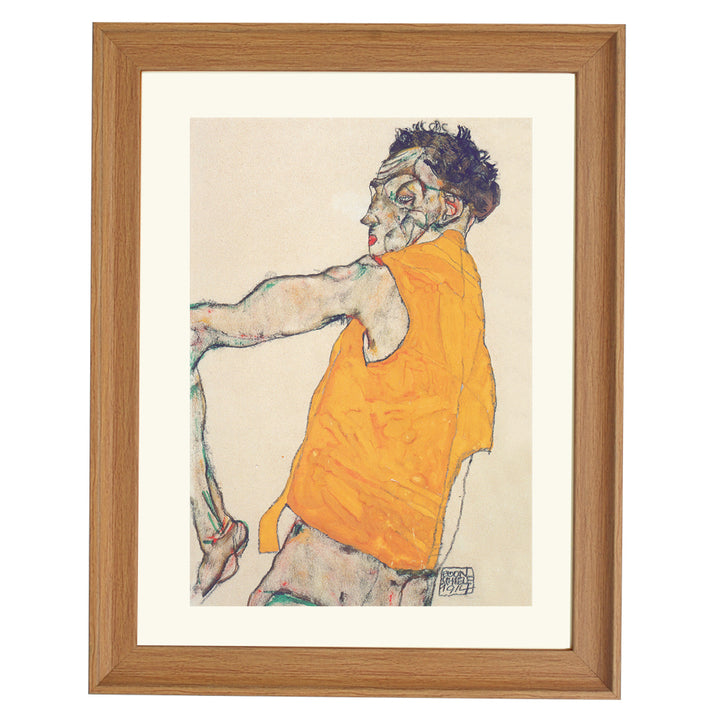 Self-portrait in a Yellow Vest - Egon Schiele  art print