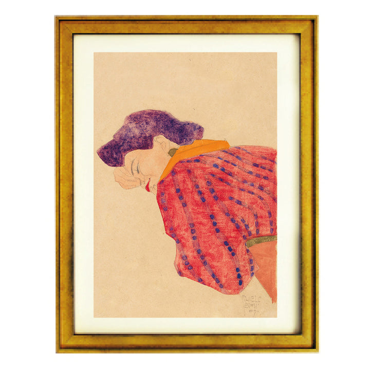 Girl with red blouse - Egon Schiele art print