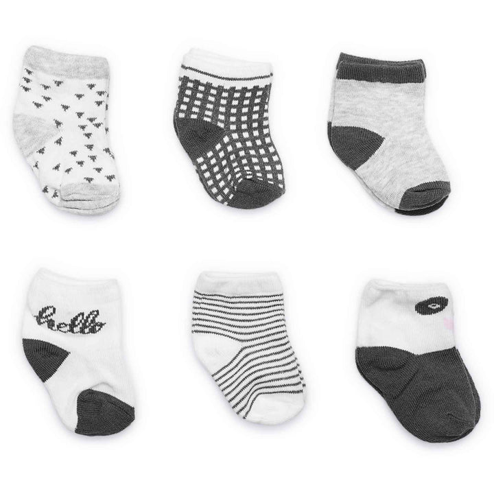 Baby Socks | 0-6 months | Black Patterned (Pack of 6)