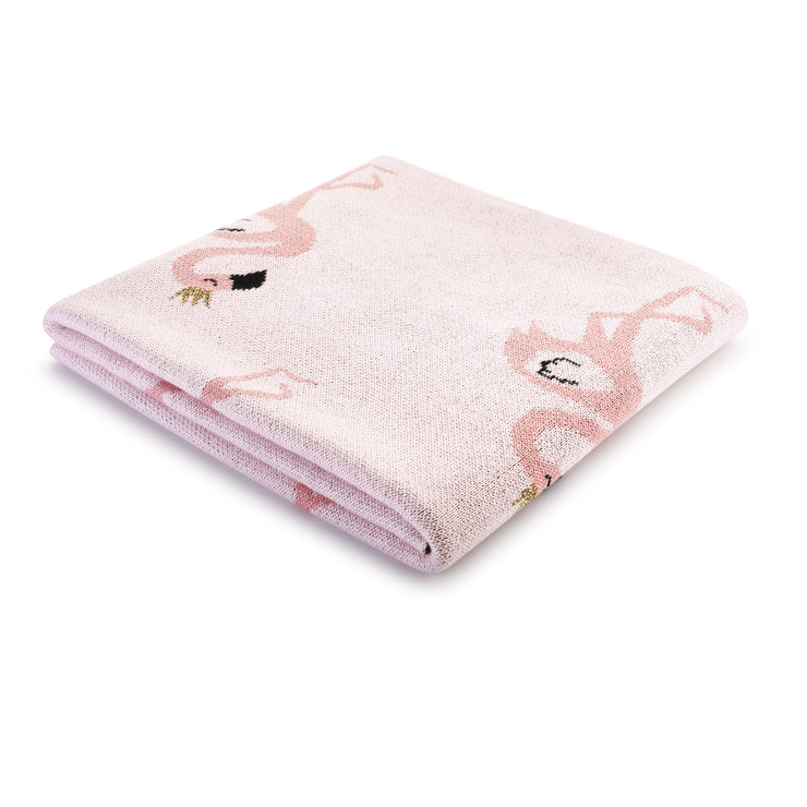 Baby Blanket | Fine Knitted | Flamingo Patterned