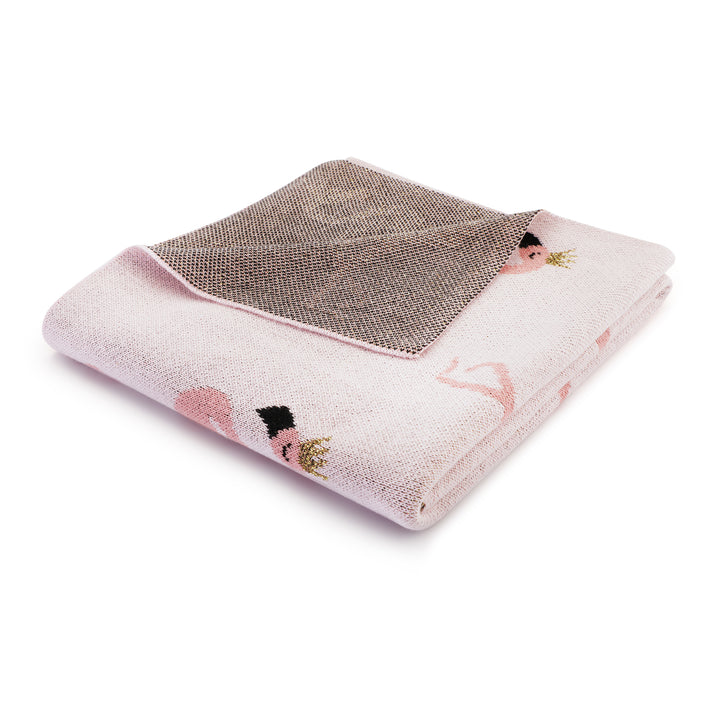 Baby Blanket | Fine Knitted | Flamingo Patterned