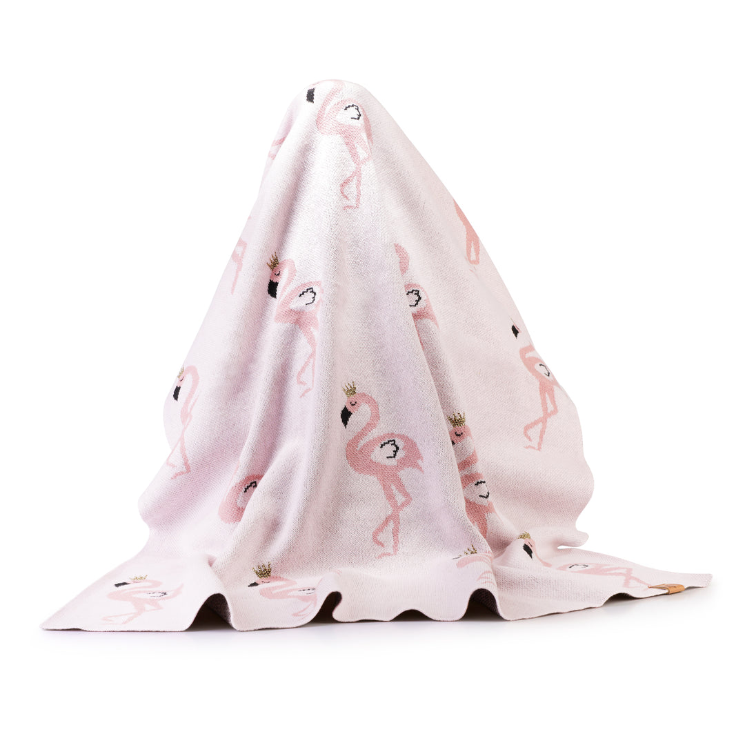 Baby Blanket | Fine Knitted | Flamingo Patterned