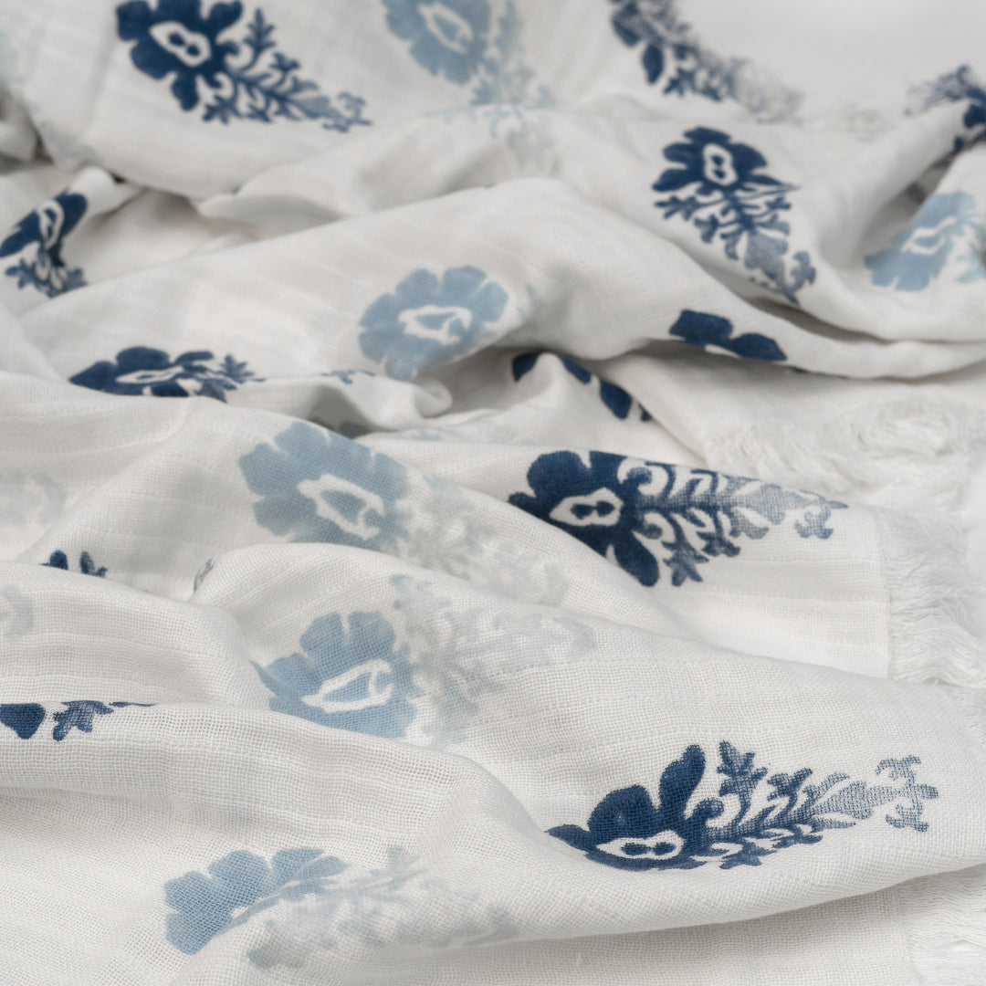 Fleur Ombre blue throw