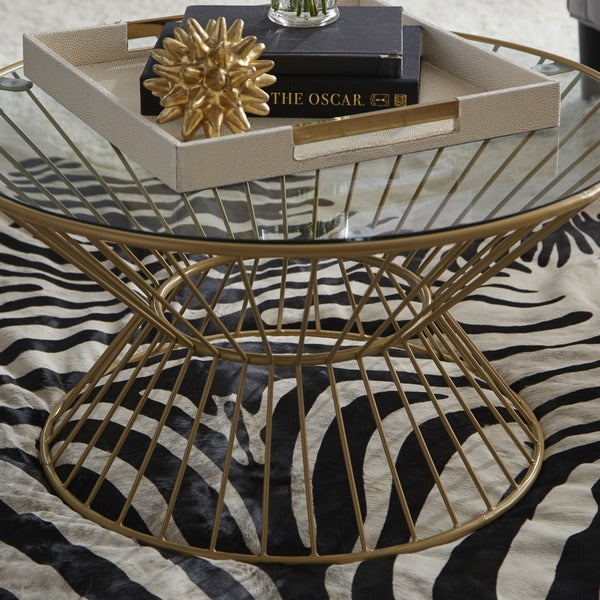 Wire Framed Glass Top Coffee Table