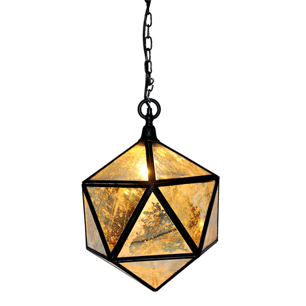 Mercury Glass Aged Prism Pendant Light
