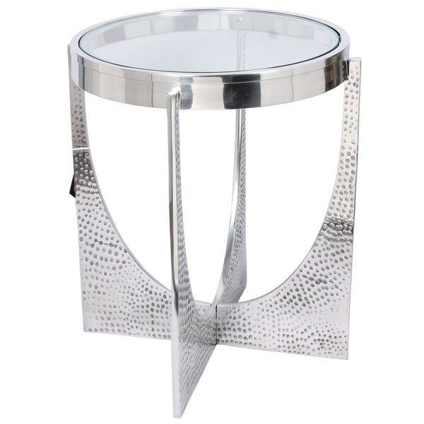 U-shaped Hammered Nickel Side Table