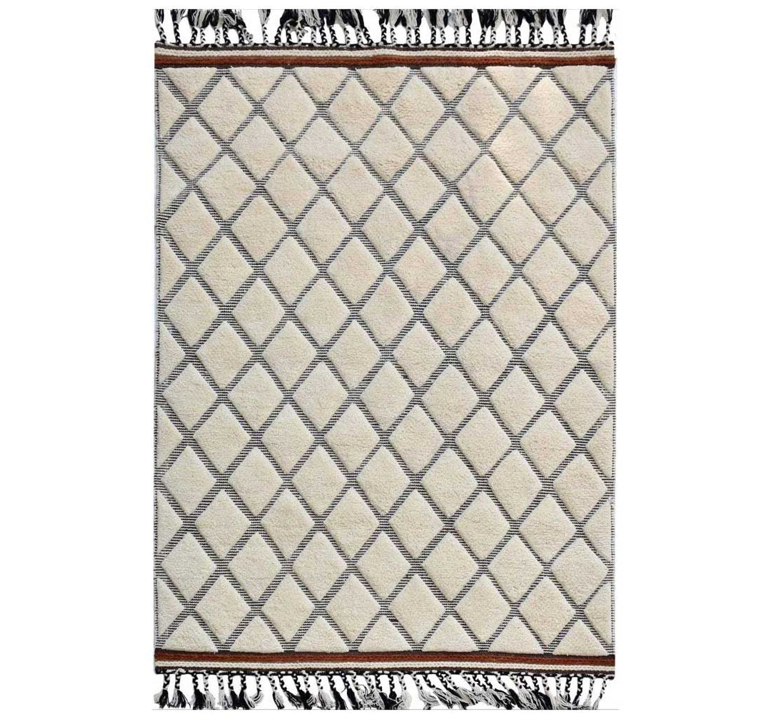 BEIGE MOROCCAN HAND KNOTTED CARPET