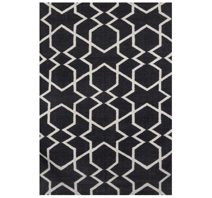 BLACK STAR HAND WOVEN DHURRIE