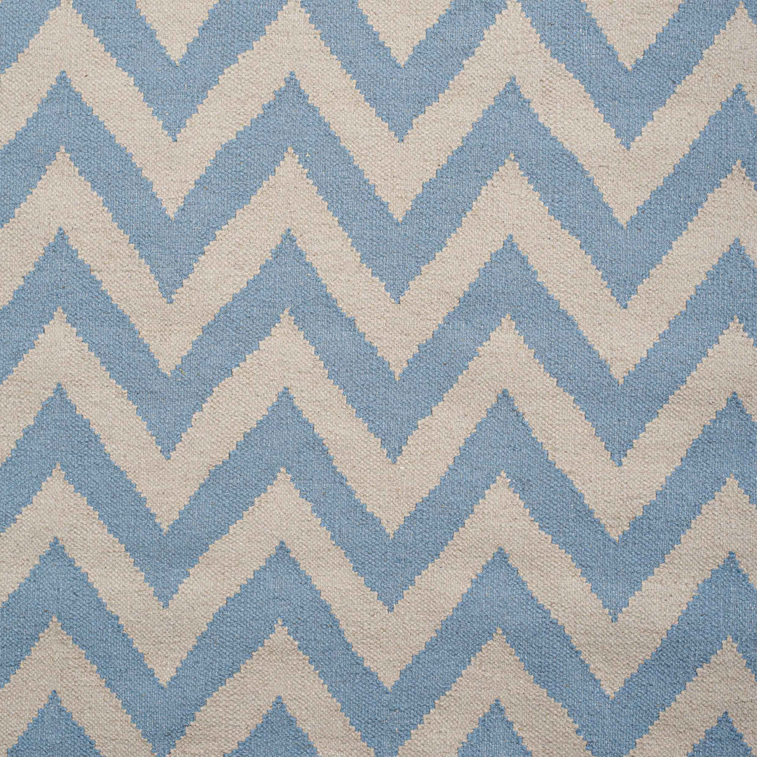 POWDER BLUE CHEVRON HAND WOVEN DHURRIE