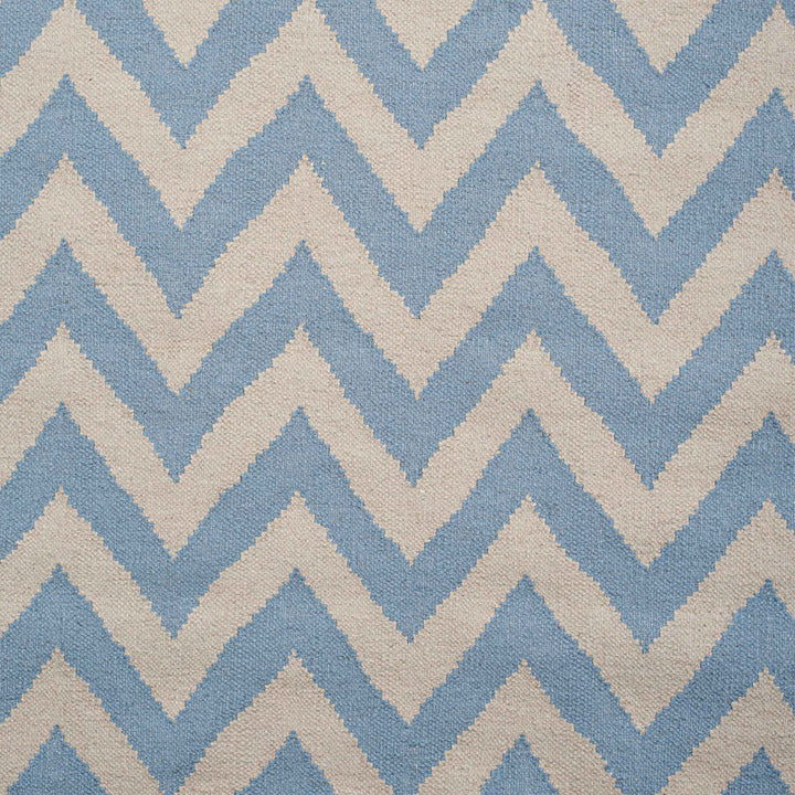 POWDER BLUE CHEVRON HAND WOVEN DHURRIE