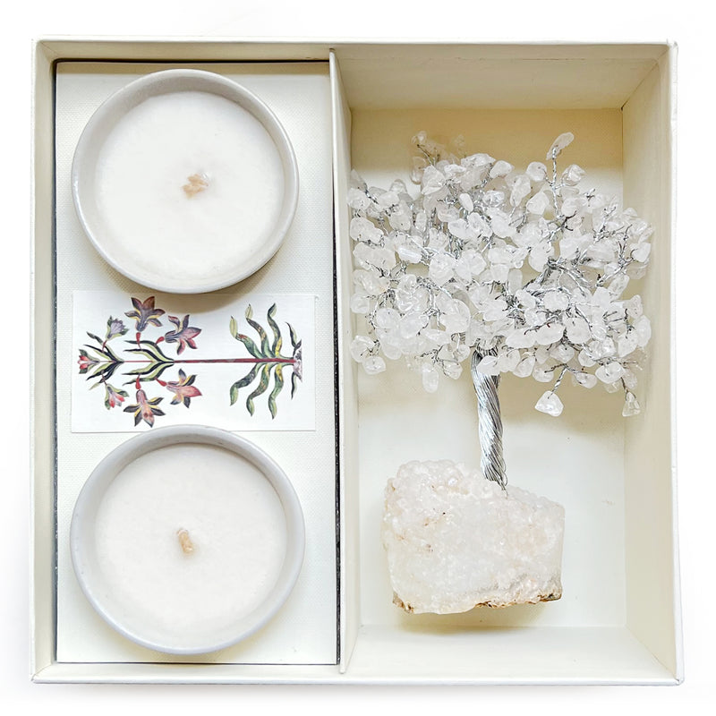 Clear crystal quartz gemstone tree hamper