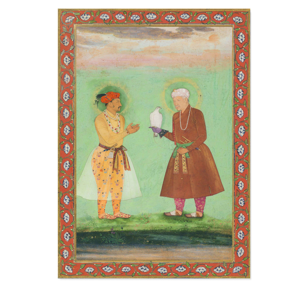 Jahangir and his Father Akbar by Balachand Art Print