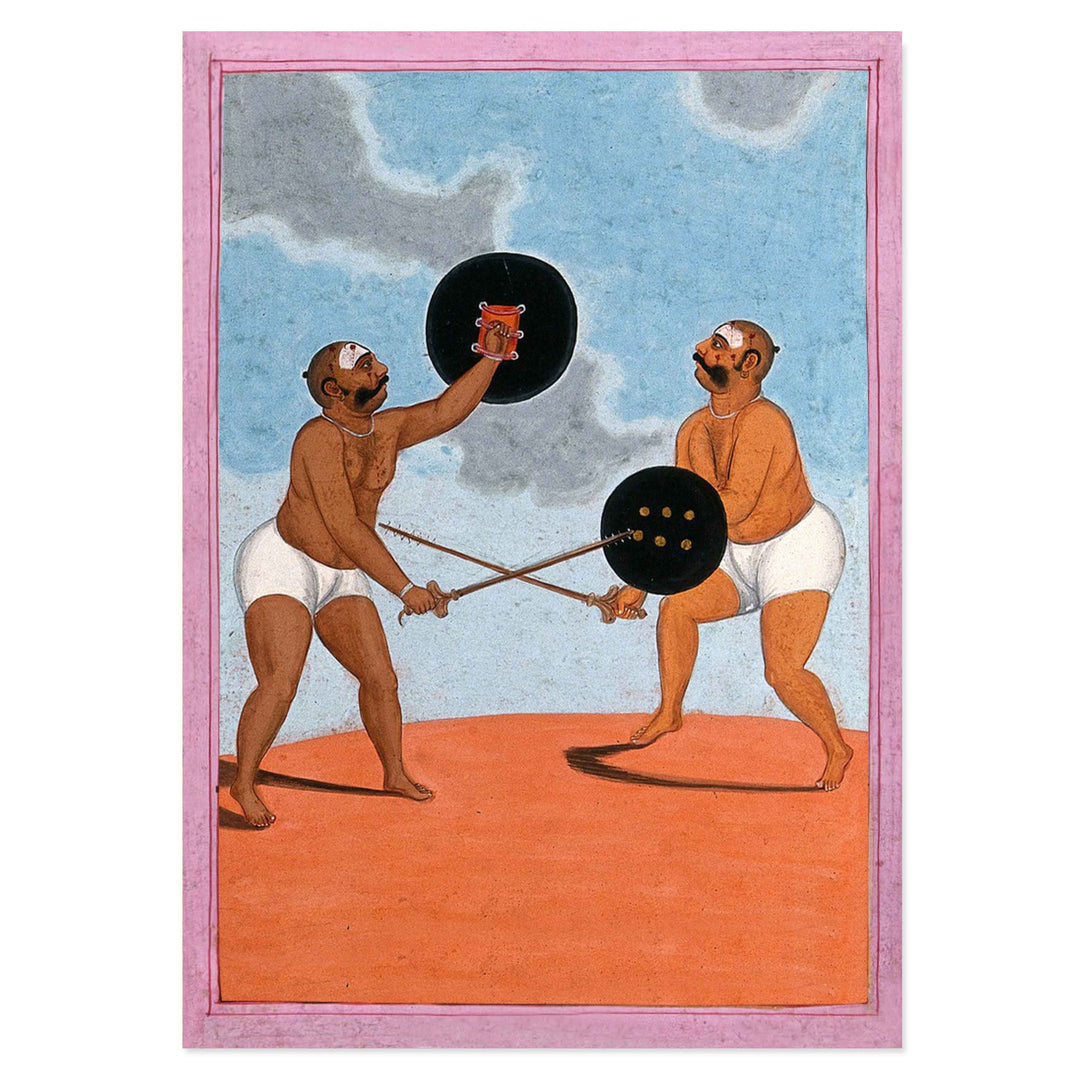 A pair of Indian wrestlers art print