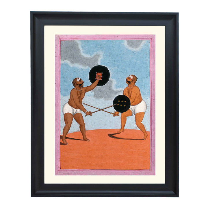 A pair of Indian wrestlers art print