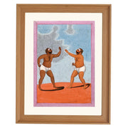 Pair of wrestlers fighting art print