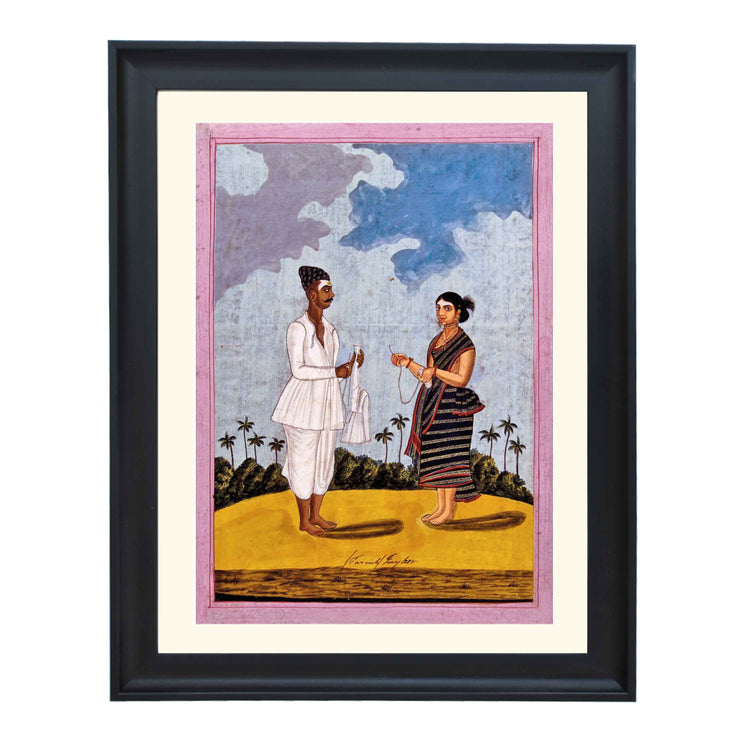 Indian tailor and wife art print