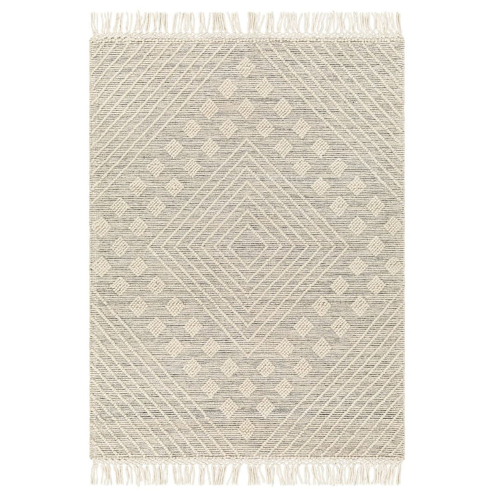 IVORY AND BLACK KILIM HAND WOVEN DHURRIE