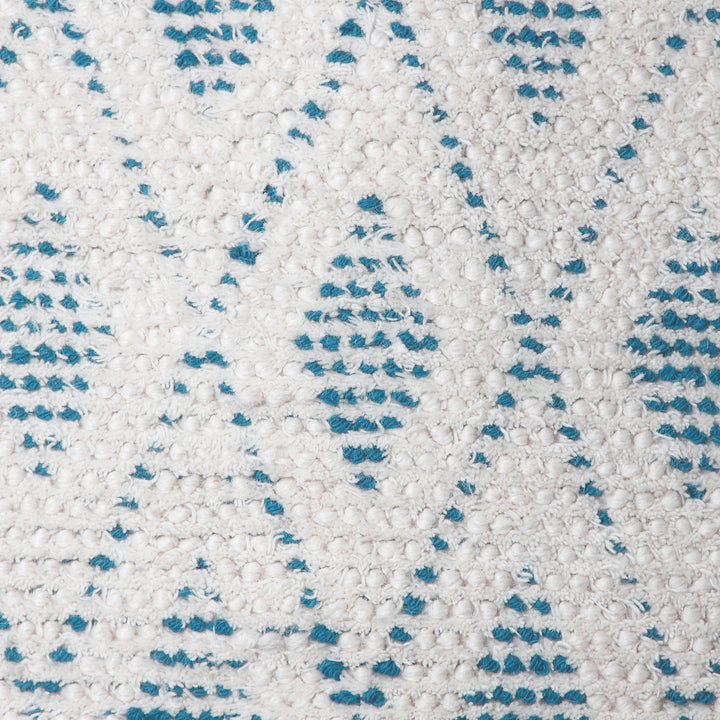 IVORY AND BLUE KILIM HAND WOVEN DHURRIE