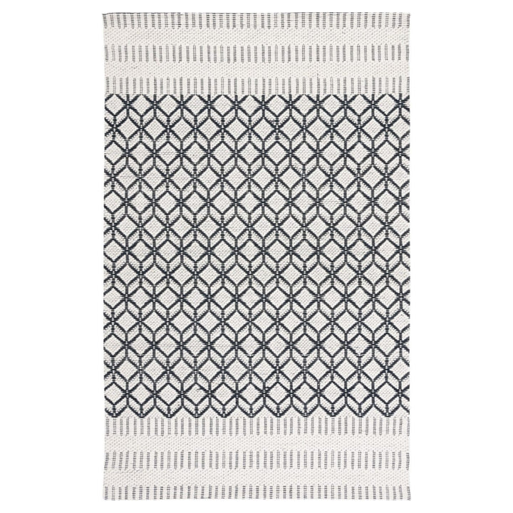 IVORY AND BLACK KILIM HAND WOVEN DHURRIE