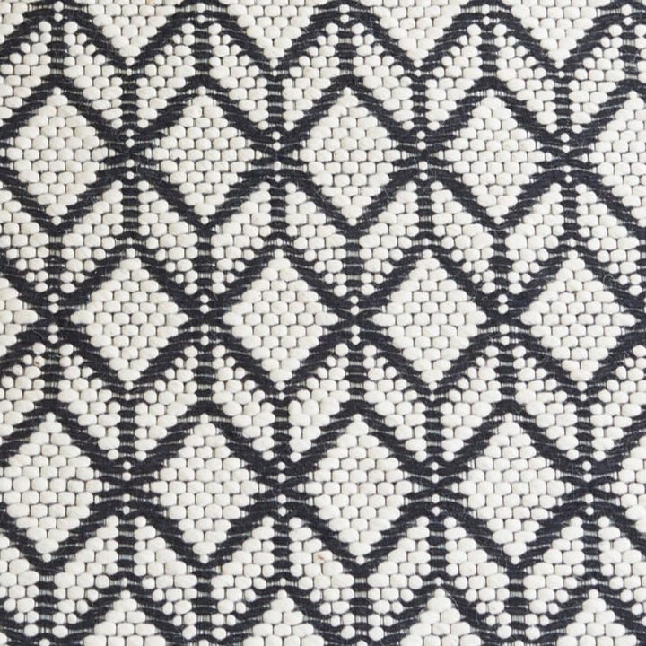 IVORY AND BLACK KILIM HAND WOVEN DHURRIE