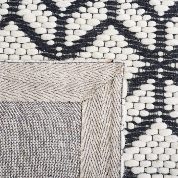 IVORY AND BLACK KILIM HAND WOVEN DHURRIE