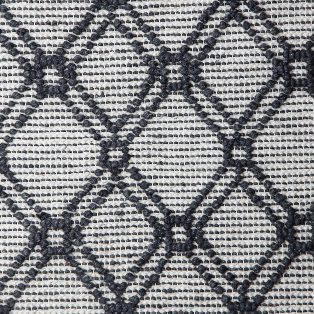 BLACK AND IVORY KILIM HAND WOVEN DHURRIE