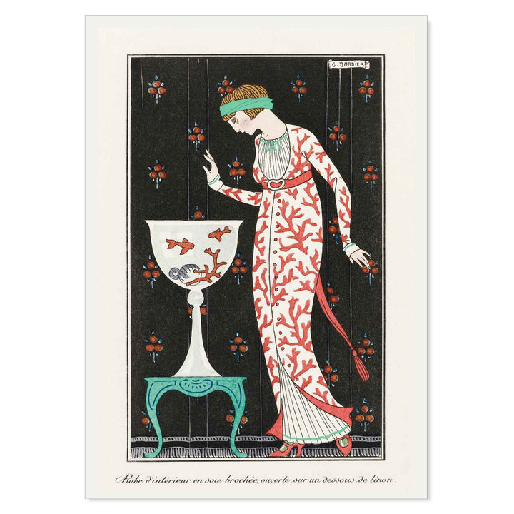 Robe D'Interieur en soie brochee, ouverte sur un dessous de linon by George Barbier ART PRINT