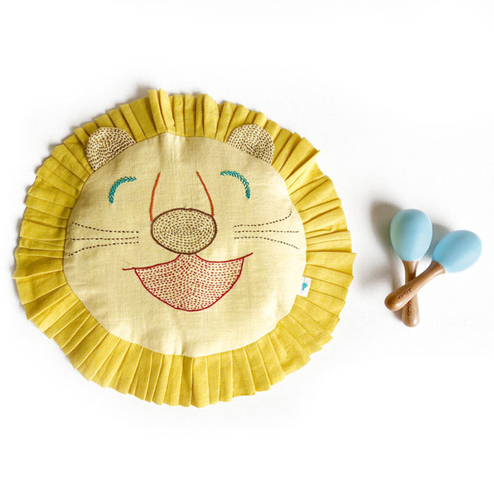 ORGANIC MUSTARD SEED LION PILLOW + MARACAS - GIFT SET