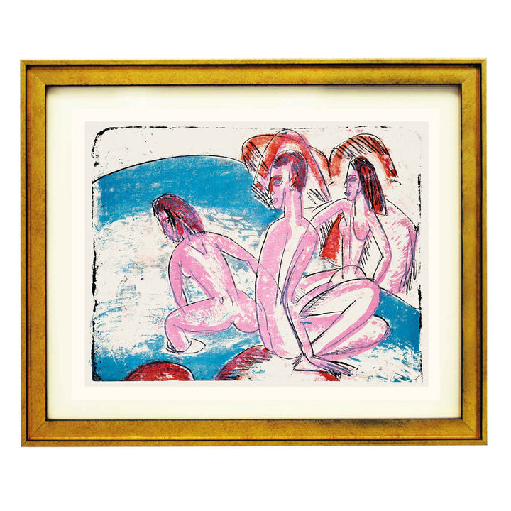 Three Bathers by Stones by Ernst Ludwig Kirchner Art Print