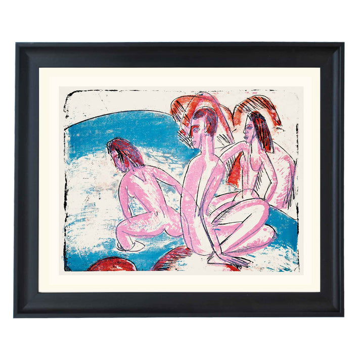 Three Bathers by Stones by Ernst Ludwig Kirchner Art Print